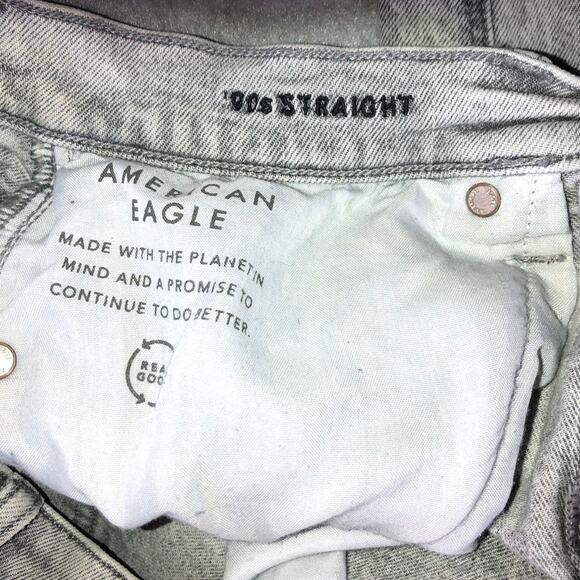 American Eagle 90s Straight Jeans Womens 8 Distressed Acid Wash Y2K, baggy, - Picture 7 of 11